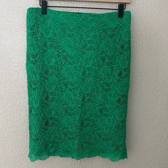 Anthropologie Mignon Doo Lace Veiled Pencil Skirt, Medium, Green - Picture 1 of 8